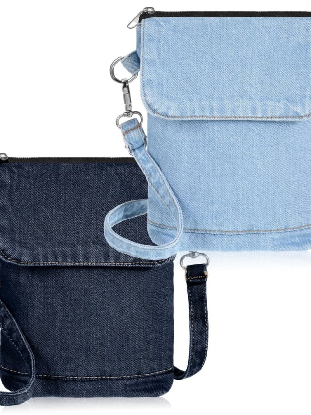 2 PCS Small Denim Purses, Denim Crossbody Bag for Women Adjustable Blue Jean